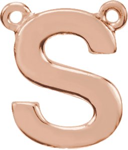 14K Rose Block Initial S Necklace Center