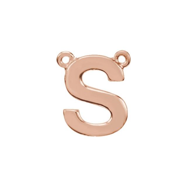 14K Rose Block Initial S Necklace Center