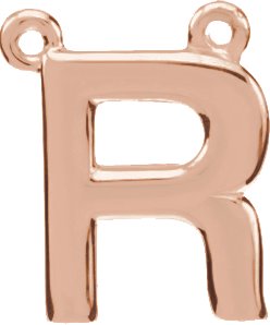 14K Rose Block Initial R Necklace Center