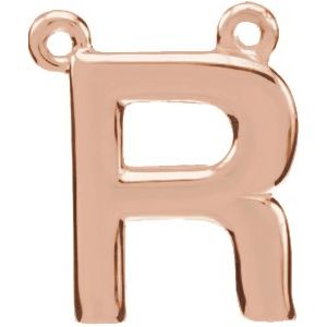 14K Rose Block Initial R Necklace Center
