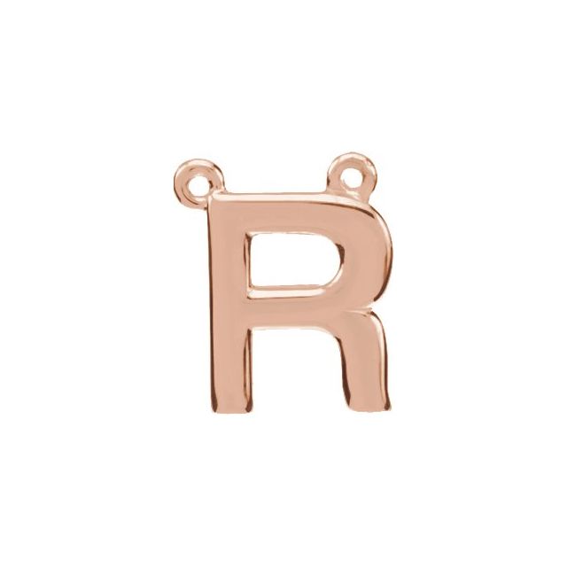 14K Rose Block Initial R Necklace Center