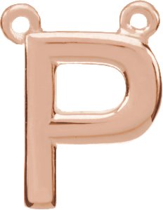 14K Rose Block Initial P Necklace Center