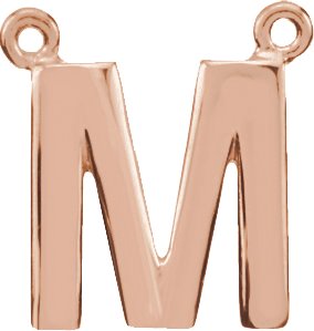 14K Rose Block Initial M Necklace Center