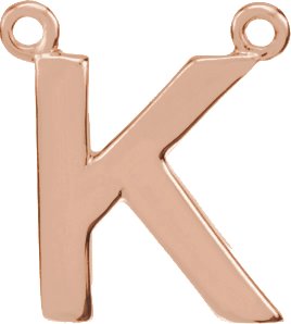 14K Rose Block Initial K Necklace Center