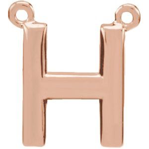 14K Rose Block Initial H Necklace Center