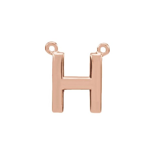 14K Rose Block Initial H Necklace Center