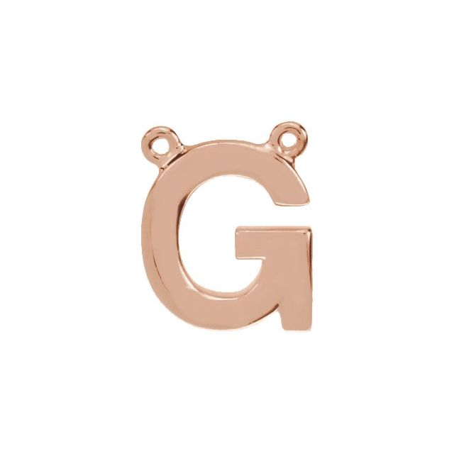 14K Rose Block Initial G Necklace Center