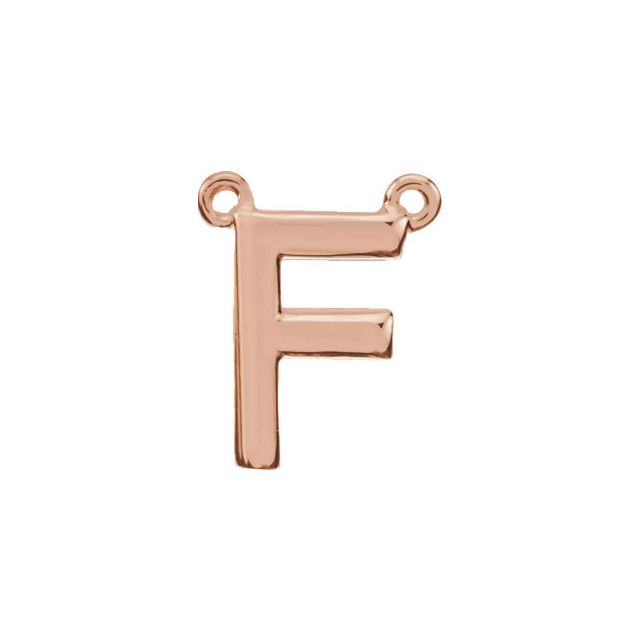 14K Rose Block Initial F Necklace Center