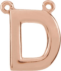 14K Rose Block Initial D Necklace Center