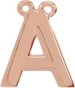 14K Rose Block Initial A Necklace Center