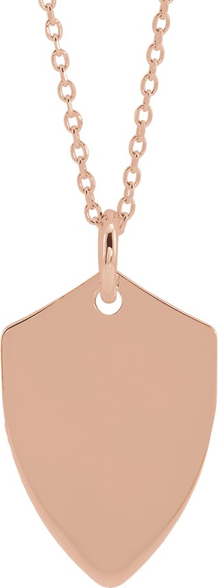18K Rose Gold-Plated Sterling Silver Engravable Shield 16-18" Necklace