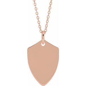 18K Rose Gold-Plated Sterling Silver Engravable Shield 16-18" Necklace