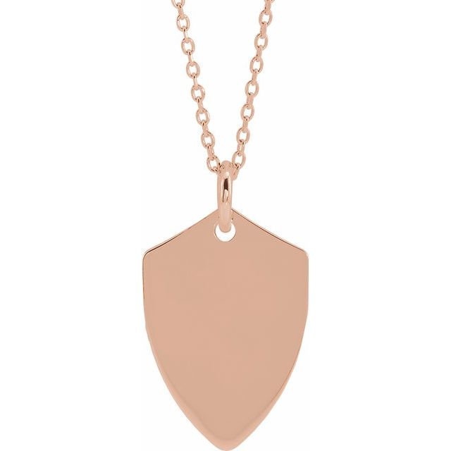 18K Rose Gold-Plated Sterling Silver Engravable Shield 16-18 Necklace