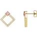 14K Yellow Natural Pink Tourmaline & 1/3 CTW Natural Diamond Earrings