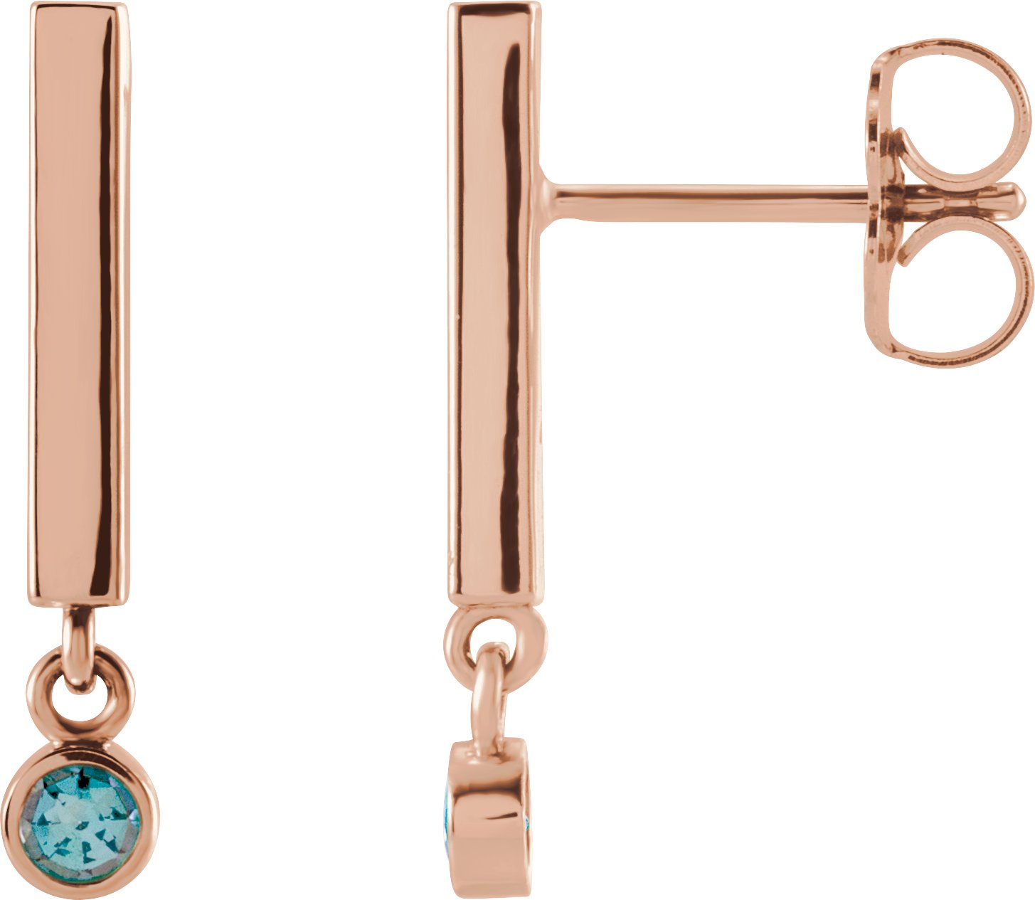 14K Rose Aquamarine Bar Earrings Ref. 15656111