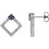 14K White Lab-Grown Alexandrite & 1/3 CTW Diamond Earrings