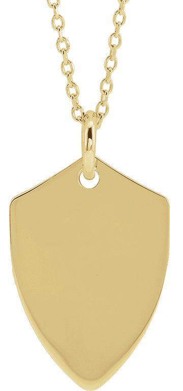18K Yellow Vermeil Engravable Shield 16-18" Necklace