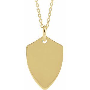 14K Yellow Engravable Shield 16-18" Necklace