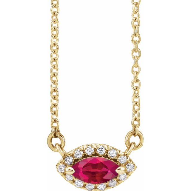 14K Yellow Natural Ruby & .05 CTW Natural Diamond Halo-Style 16