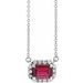 Sterling Silver 7x5 mm Lab-Grown Ruby & 1/5 CTW Natural Diamond Halo-Style 16