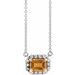 Sterling Silver 7x5 mm Natural Citrine & 1/5 CTW Natural Diamond Halo-Style 16