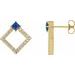 14K Yellow Natural Blue Sapphire & 1/3 CTW Natural Diamond Earrings