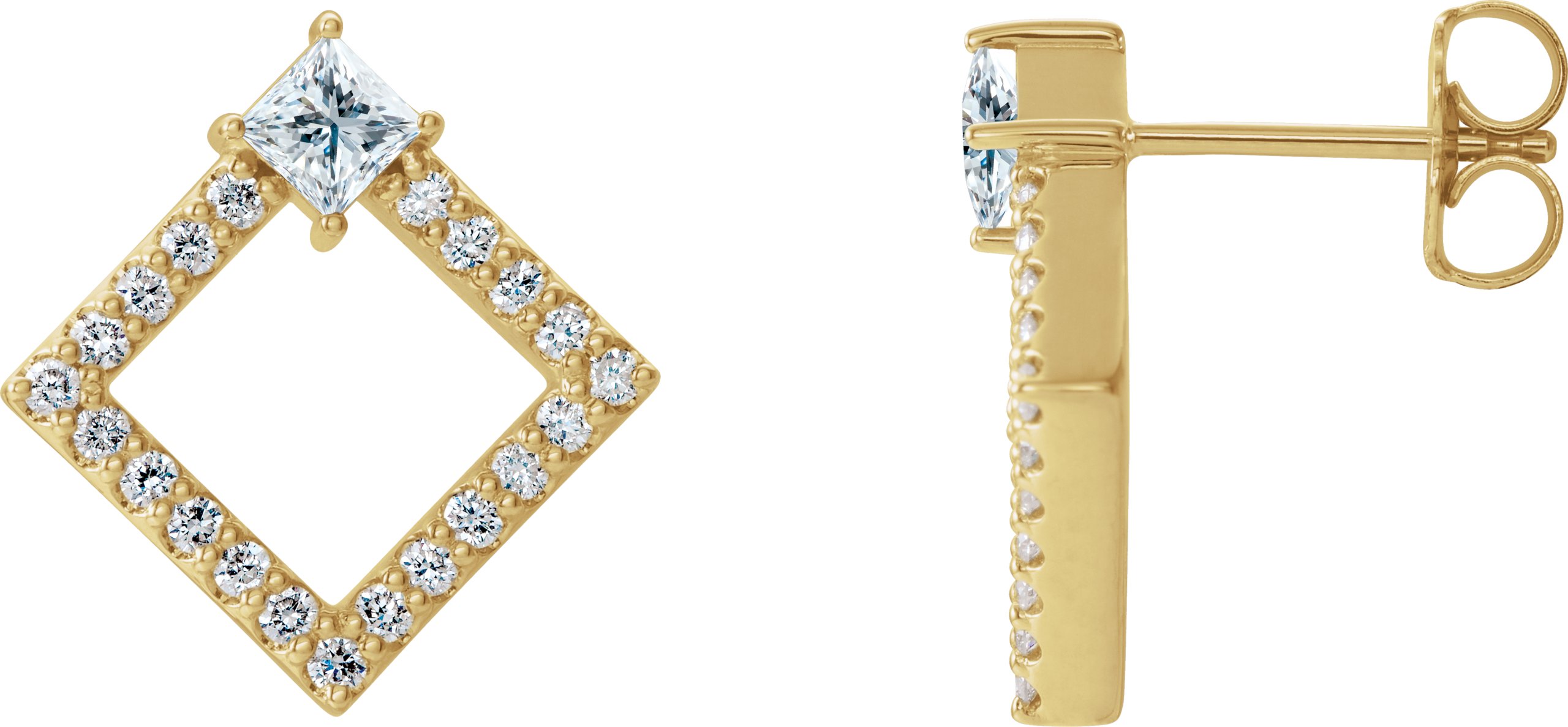 14K Yellow Sapphire & 1/3 CTW Diamond Earrings         