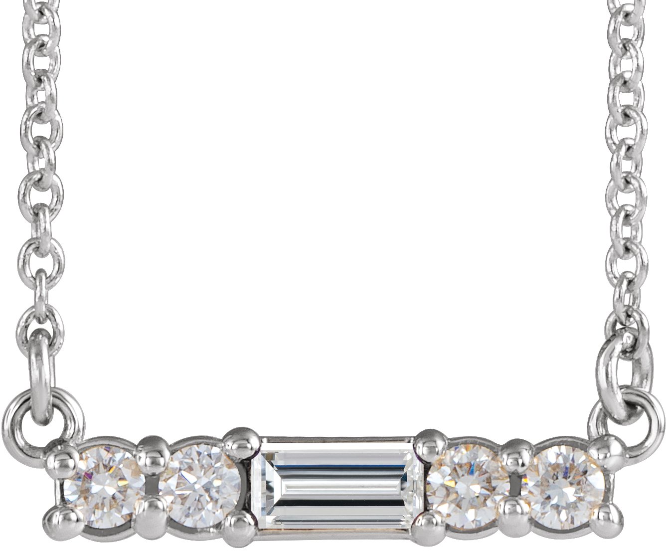 Sterling Silver Imitation White Cubic Zirconia 18" Necklace