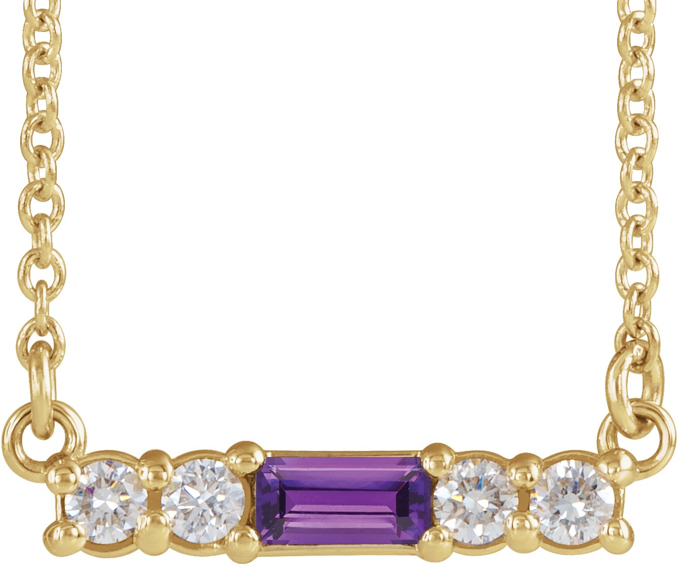 14K Yellow Amethyst & 1/5 CTW Diamond 16" Necklace