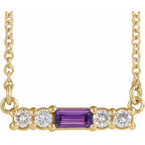 14K Yellow Amethyst & 1/5 CTW Diamond 16" Necklace