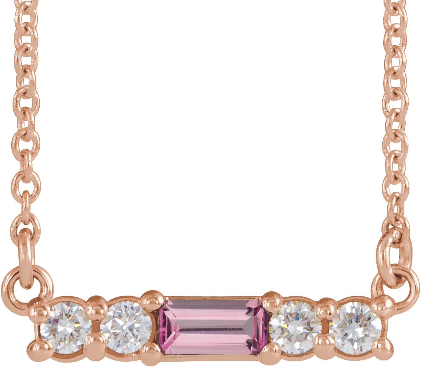 14K Rose Pink Tourmaline & 1/5 CTW Diamond 16" Necklace    
