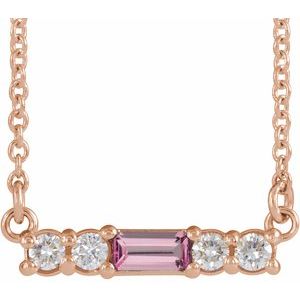 14K Rose Pink Tourmaline & 1/5 CTW Diamond 16" Necklace    