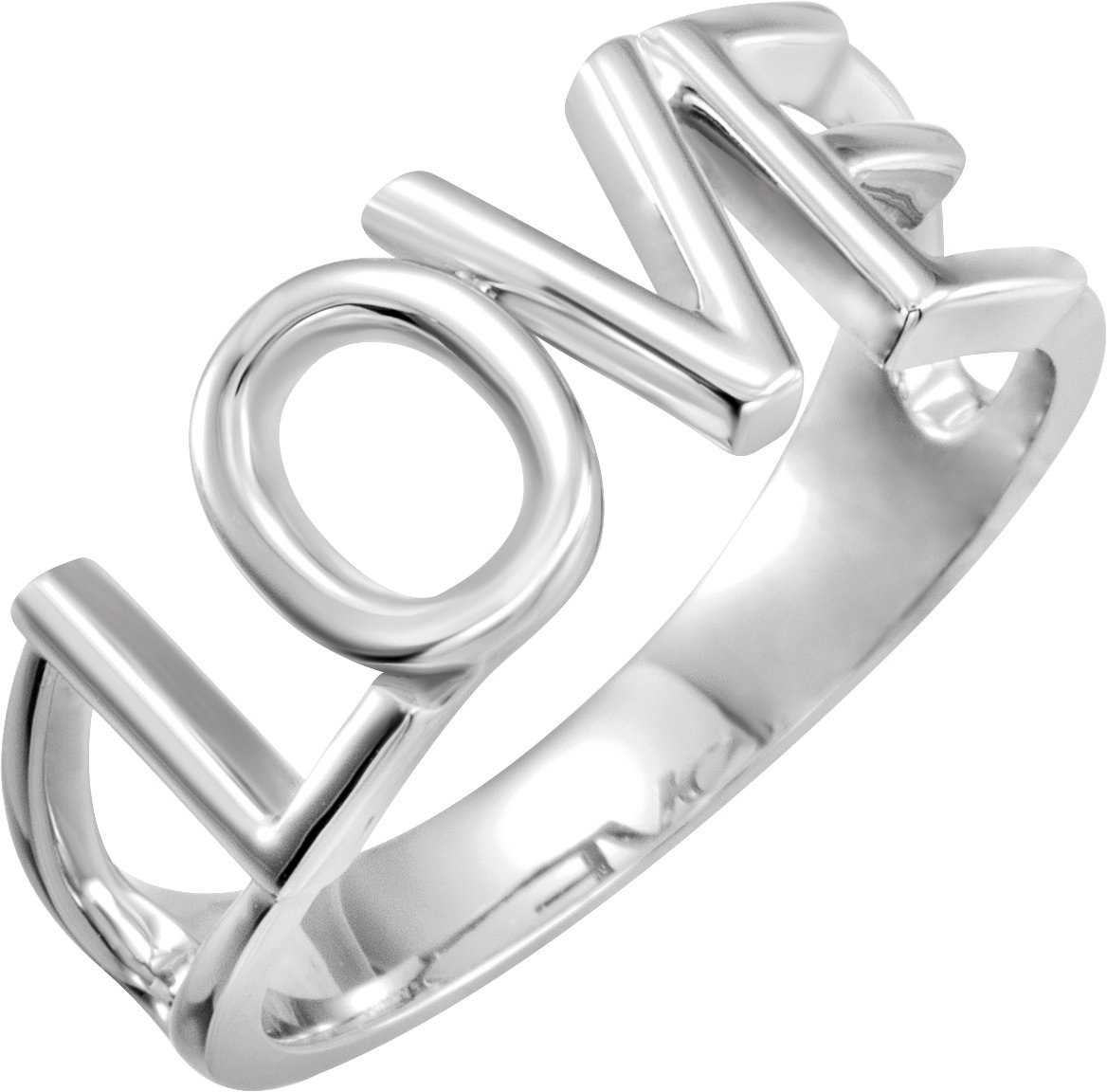 14K White Love Ring