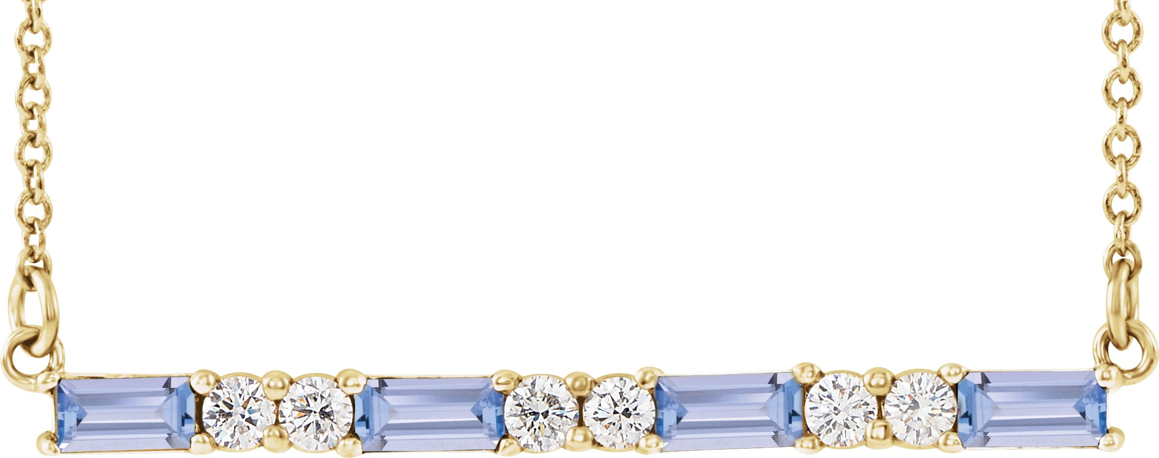 14K Yellow Natural Tanzanite & 1/6 CTW Natural Diamond Bar 16-18