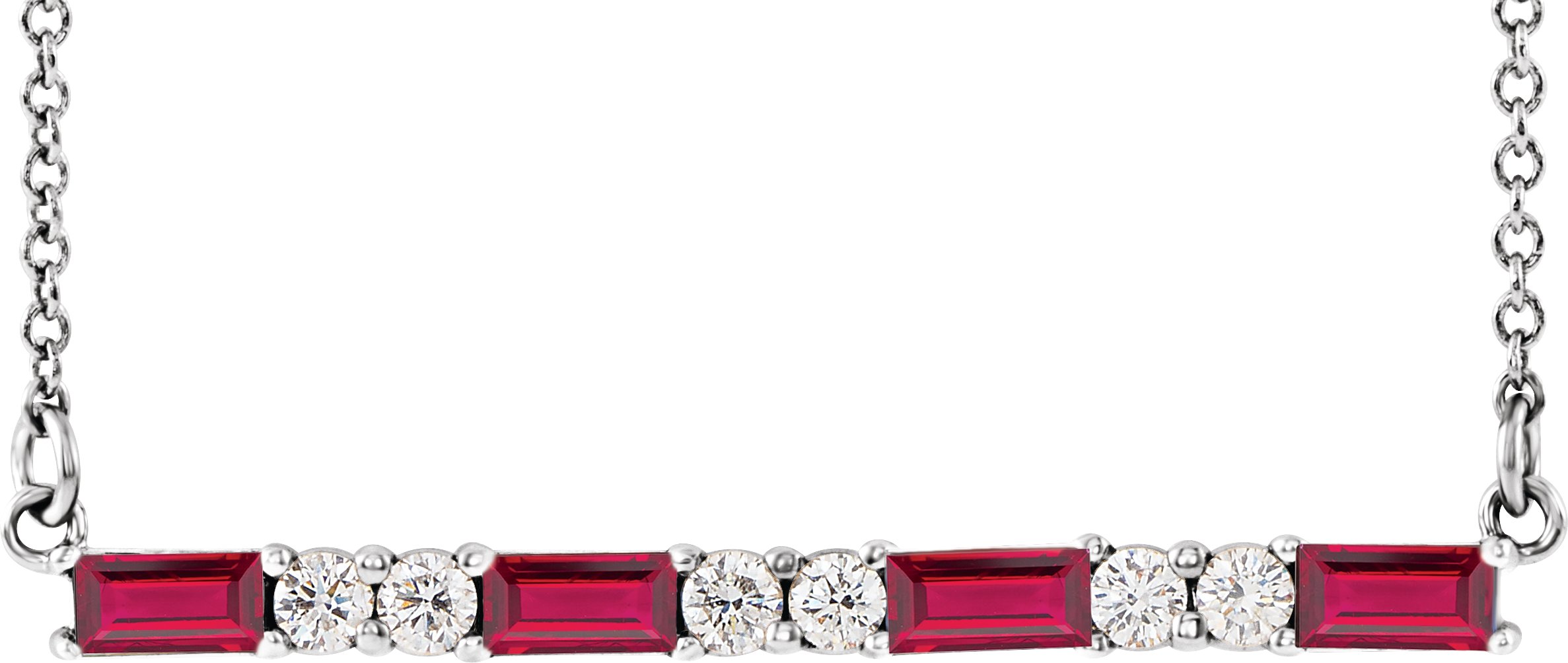 14K White Ruby & 1/5 CTW Diamond Bar 16-18" Necklace   