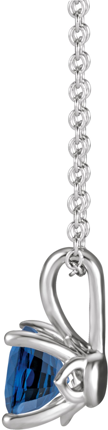 Sterling Silver 4 mm Lab-Grown Blue Sapphire 16-18