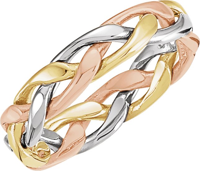 14K Tri-Color 4.75 mm Woven Band Size 8
