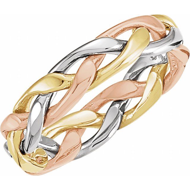 14K Tri-Color 4.75 mm Woven Band Size 6