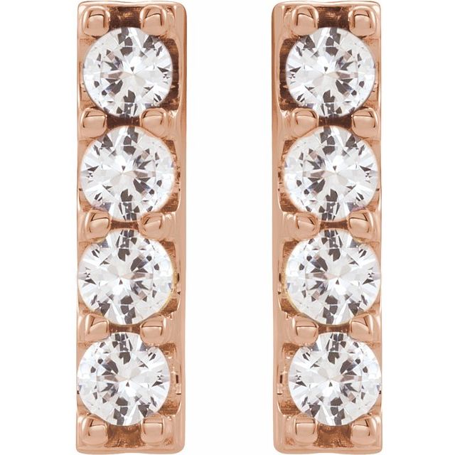 14K Rose 1/2 CTW Natural Diamond Bar Earrings