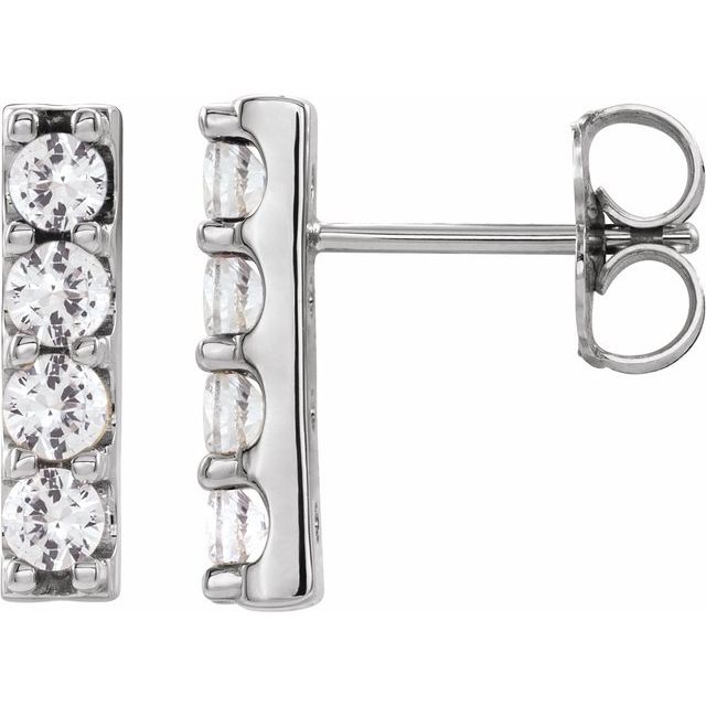 14K White 1/2 CTW Natural Diamond Bar Earrings