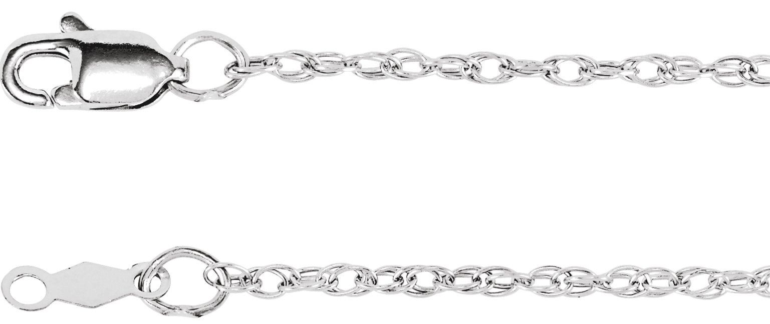 18K White 1.5 mm Solid Rope 18" Chain with Lobster Clasp
