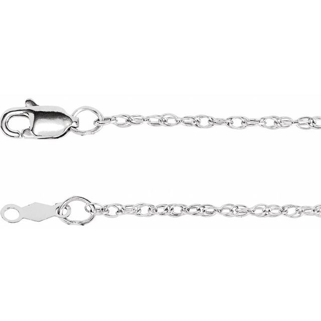 10K White 1.5 mm Solid Rope 16" Chain with Lobster Clasp