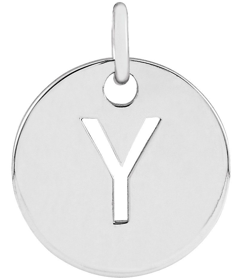 14K White Initial Y 10 mm Disc Pendant Ref 16868424