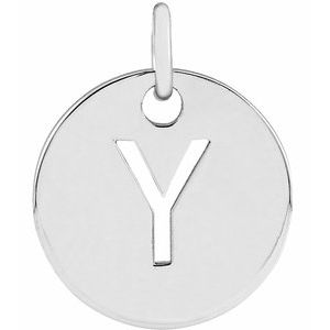 Sterling Silver Initial Y 10 mm Disc Pendant