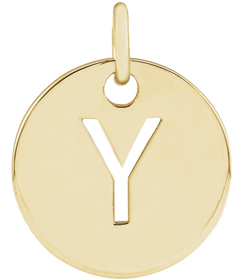 14K Yellow Initial Y 10 mm Disc Pendant Ref 16868398