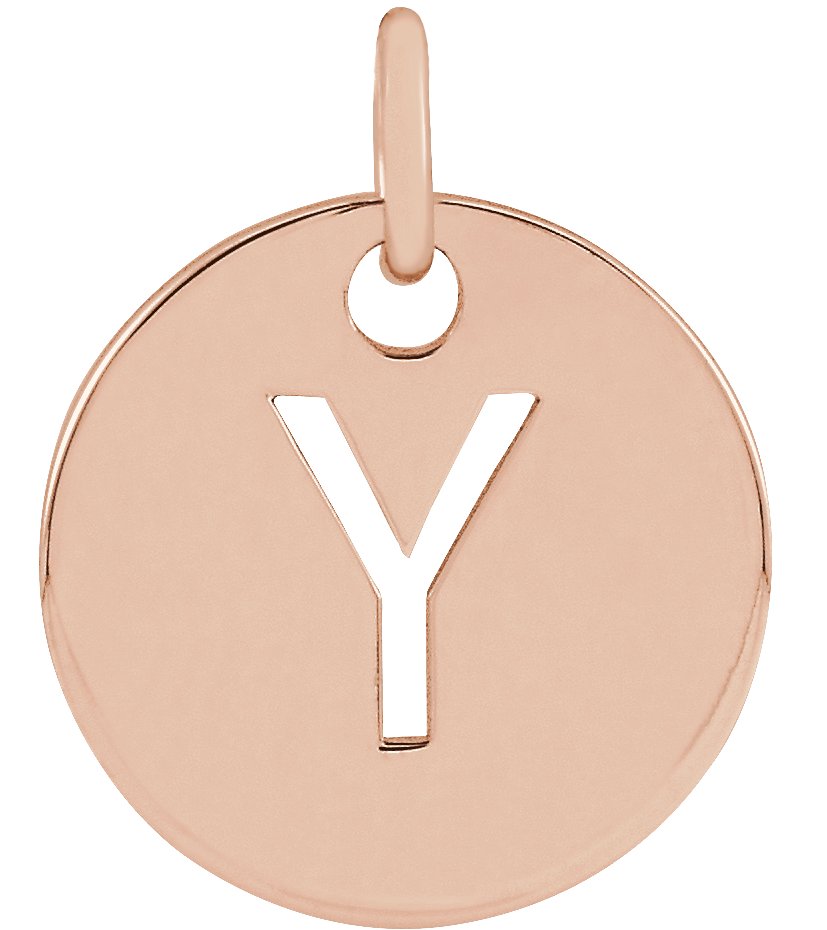 14K Rose Initial Y 10 mm Disc Pendant Ref 16868450