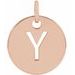 18K Rose Gold-Plated Sterling Silver Initial Y 10 mm Disc Pendant