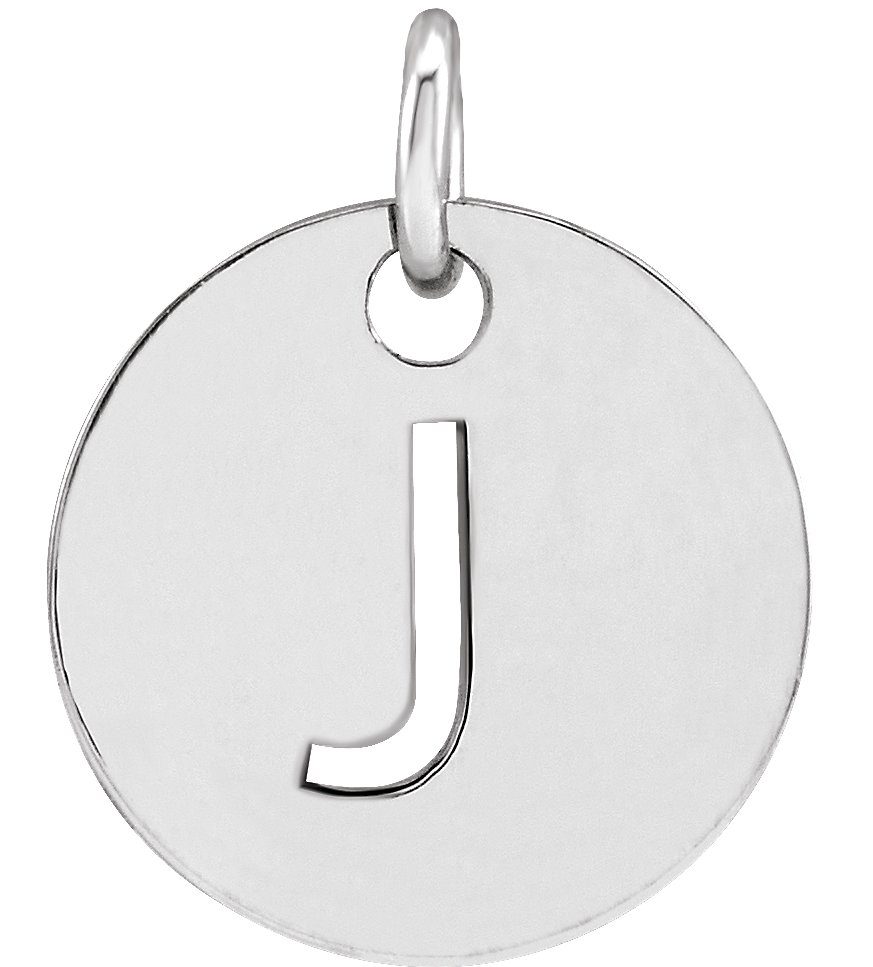 14K White Initial J Pendant