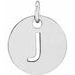 Sterling Silver Initial J 10 mm Disc Pendant