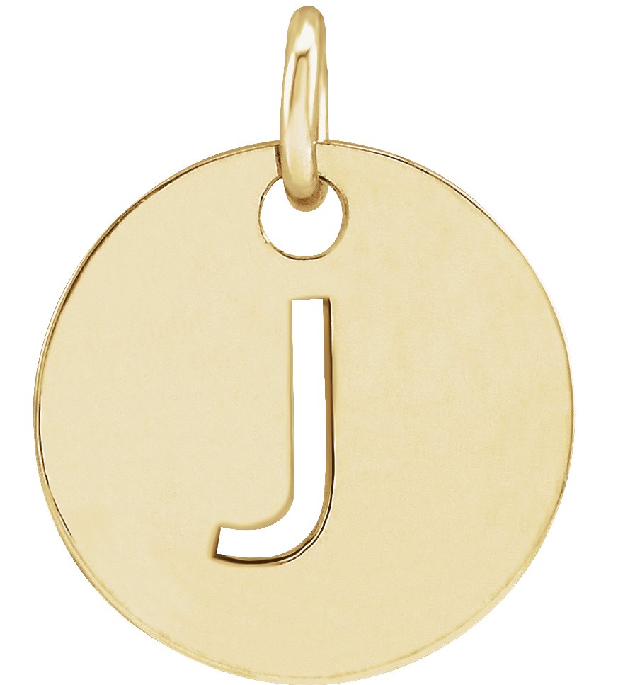 18K Yellow Gold Plated Sterling Silver Initial J 10 mm Disc Pendant Ref 17697296